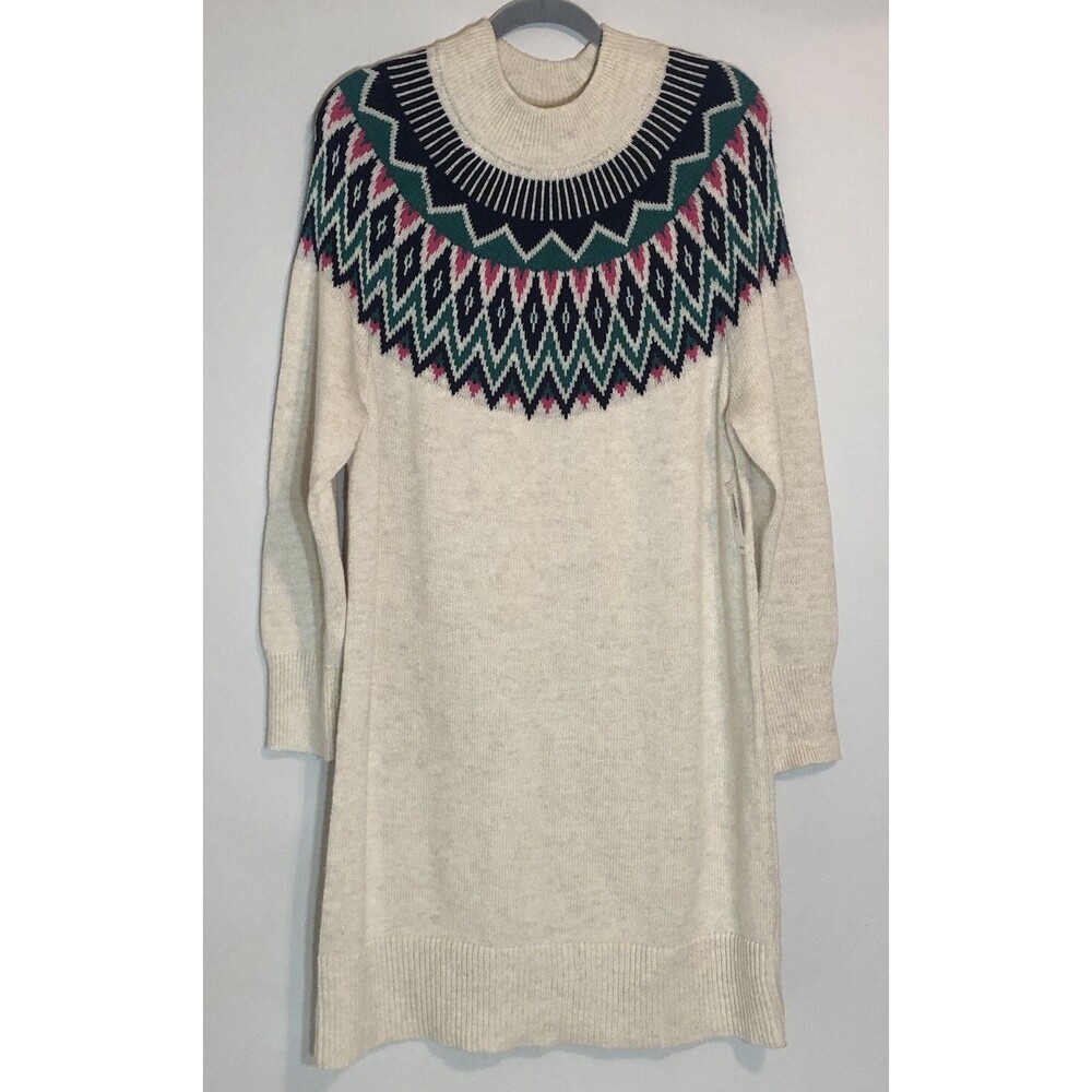 Old Navy Womens Y2K Aztec Hobo Knit Sweater Mini Dress Tunic Sz XL NWT
